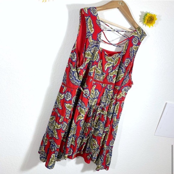 NWT Maurices Floral Red Blue Sleeveless Skater Dress Plus Size 2X Women - Picture 9 of 13